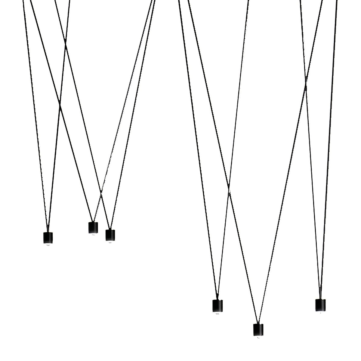 Modular Pendant Chandelier with Matte Lacquered Cables, 1-12 Lights