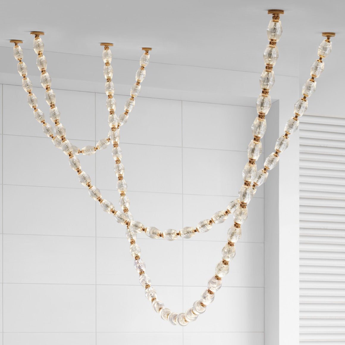 Riviere Glass Chain Chandelier – Modern Linear LED Pendant Light