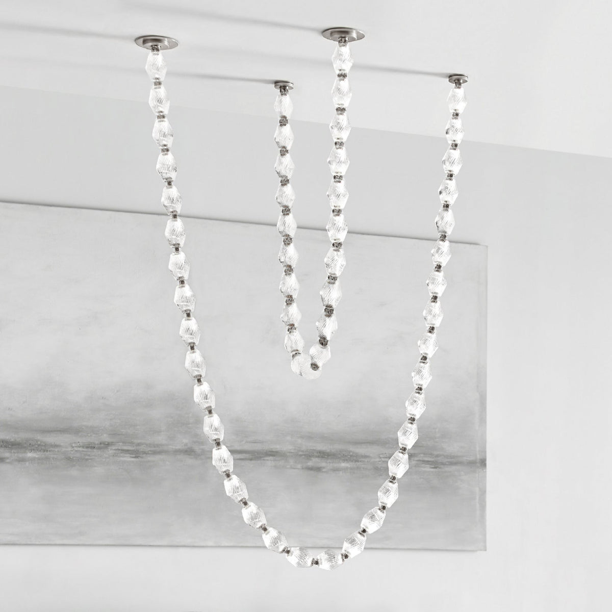 Riviere Glass Chain Chandelier – Modern Linear LED Pendant Light
