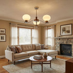 Colome Modern Glass Chandelier with Walnut Accents for Dining Room