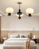 Colome Modern Glass Chandelier with Walnut Accents for Dining Room