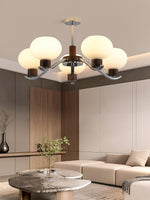 Colome Modern Glass Chandelier with Walnut Accents for Dining Room