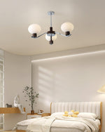 Colome Modern Glass Chandelier with Walnut Accents for Dining Room