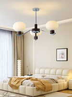 Colome Modern Glass Chandelier with Walnut Accents for Dining Room