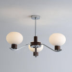 Colome Modern Glass Chandelier with Walnut Accents for Dining Room