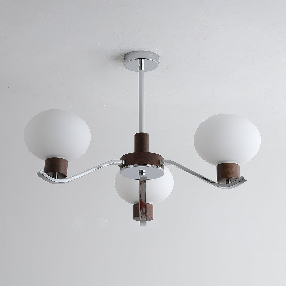 Colome Modern Glass Chandelier with Walnut Accents for Dining Room