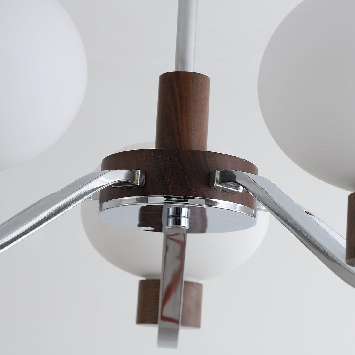 Colome Modern Glass Chandelier with Walnut Accents for Dining Room