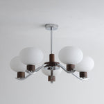 Colome Modern Glass Chandelier with Walnut Accents for Dining Room