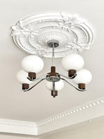 Colome Modern Glass Chandelier with Walnut Accents for Dining Room