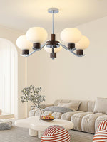 Colome Modern Glass Chandelier with Walnut Accents for Dining Room