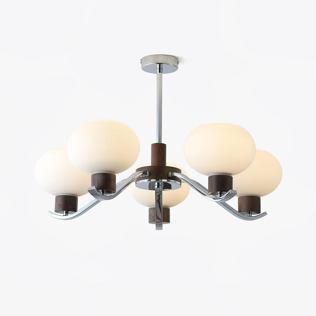 Colome Modern Glass Chandelier with Walnut Accents for Dining Room