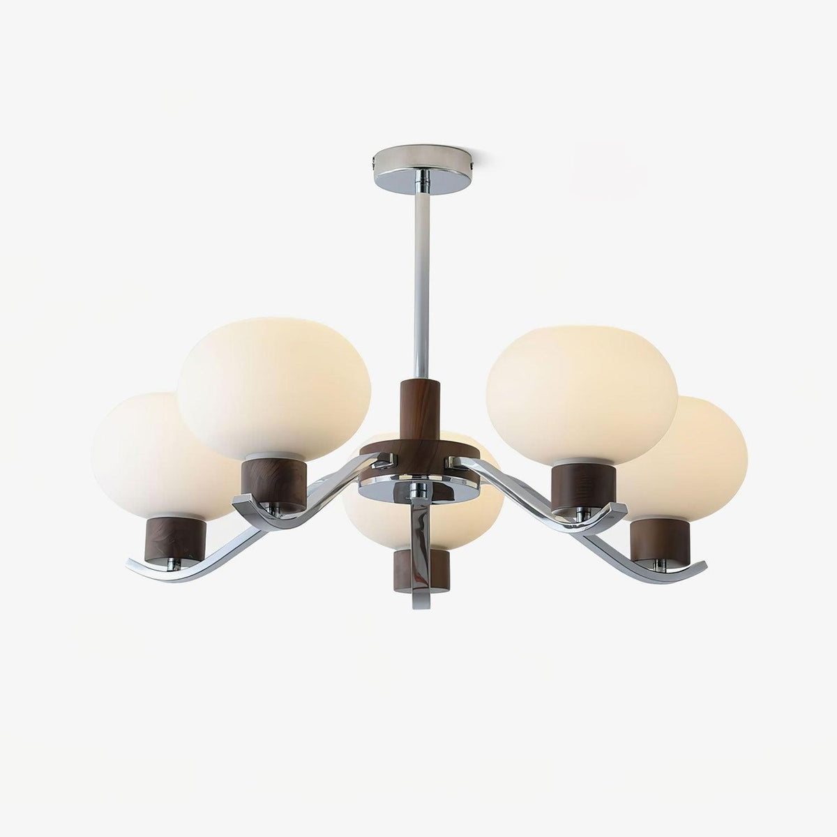 Colome Modern Glass Chandelier with Walnut Accents for Dining Room