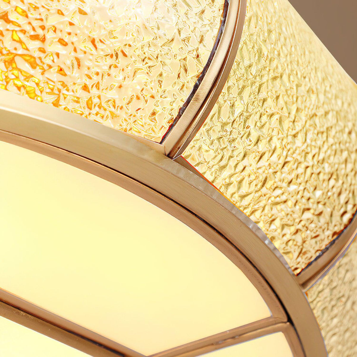 Colonial Glass Drum Flush Mount Ceiling Light in Brass