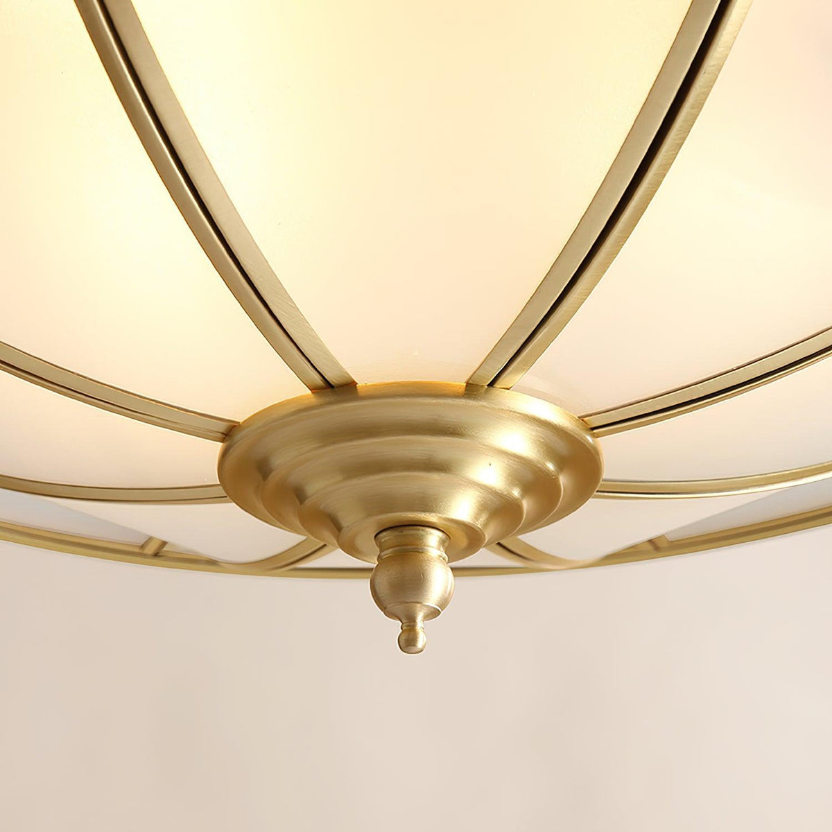 Colonial Glass Drum Flush Mount Ceiling Light in Brass