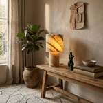 Colonna Onyx Table Lamp — Fluted Natural Stone Accent Light