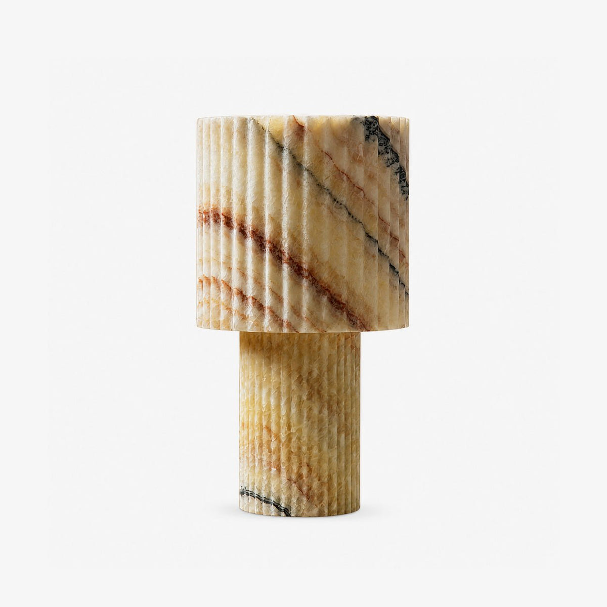 Colonna Onyx Table Lamp — Fluted Natural Stone Accent Light