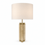 Colonnade Travertine Table Lamp with Brass Accents