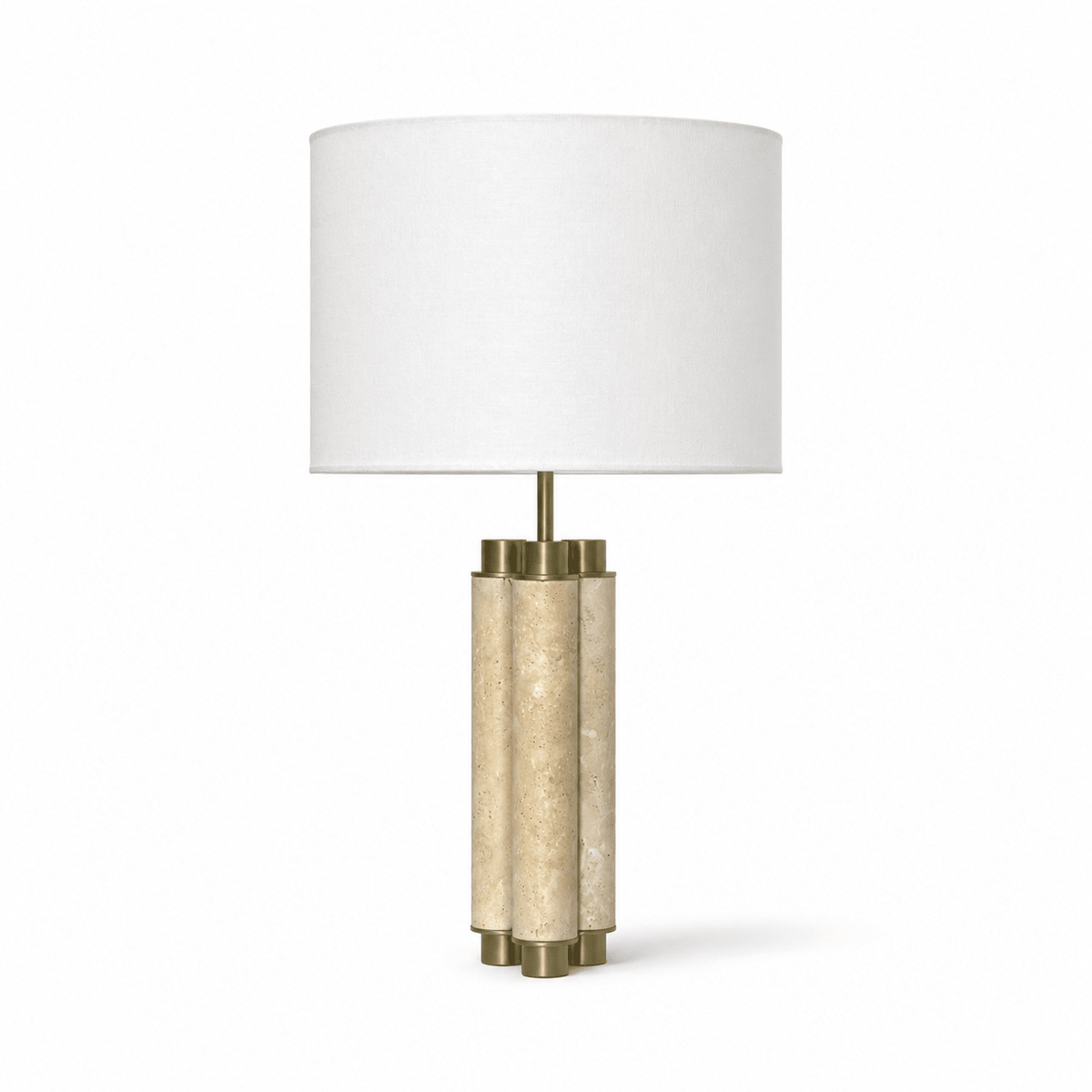 Colonnade Travertine Table Lamp with Brass Accents