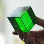 Prismatic Crystal Cube Table Lamp with Chrome Base, LED Illumination