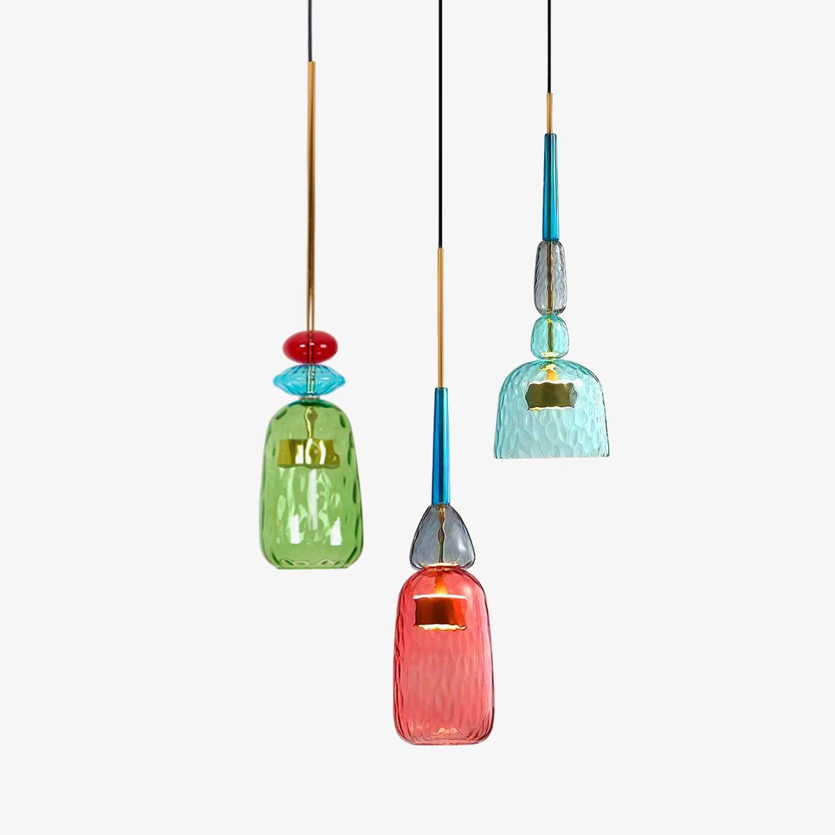 Art Glass Pendant Light – Hand-Blown Stained Glass Chandelier for Dining & Living