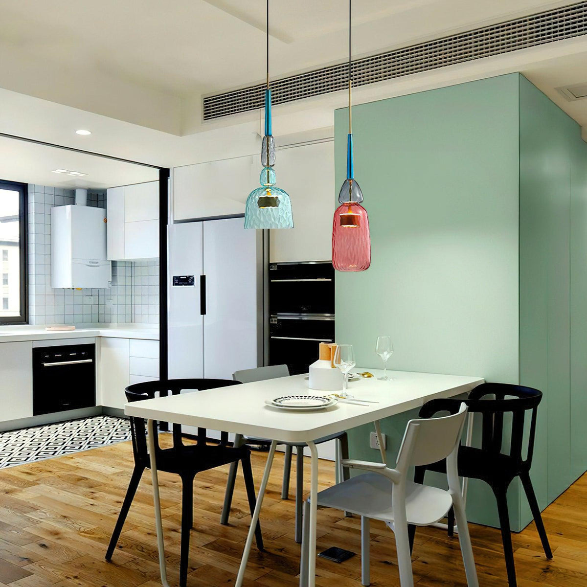 Art Glass Pendant Light – Hand-Blown Stained Glass Chandelier for Dining & Living