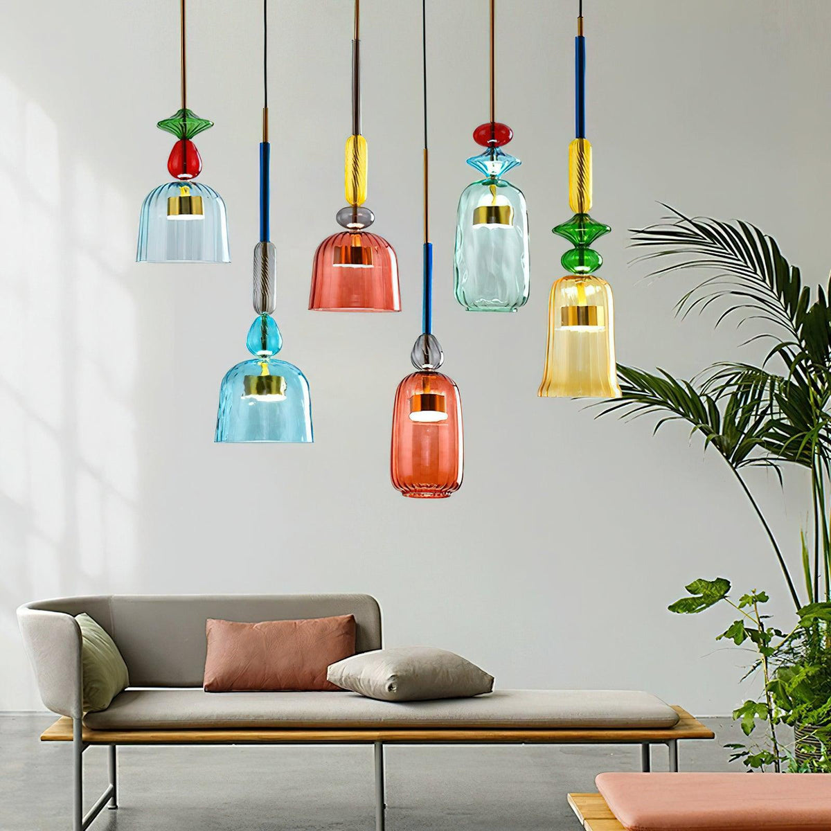 Art Glass Pendant Light – Hand-Blown Stained Glass Chandelier for Dining & Living