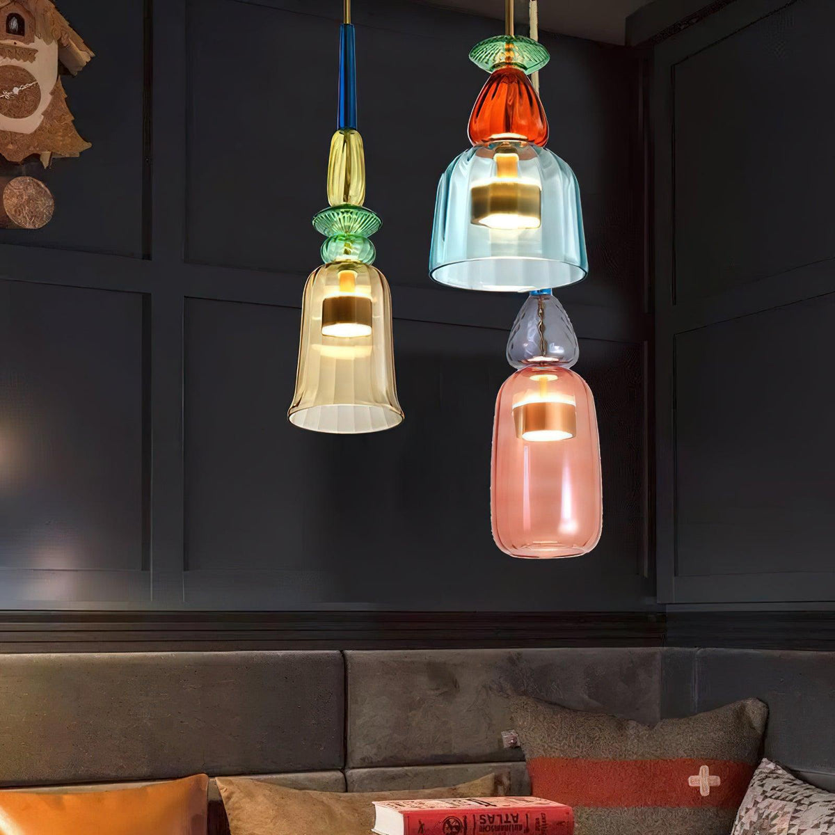 Art Glass Pendant Light – Hand-Blown Stained Glass Chandelier for Dining & Living
