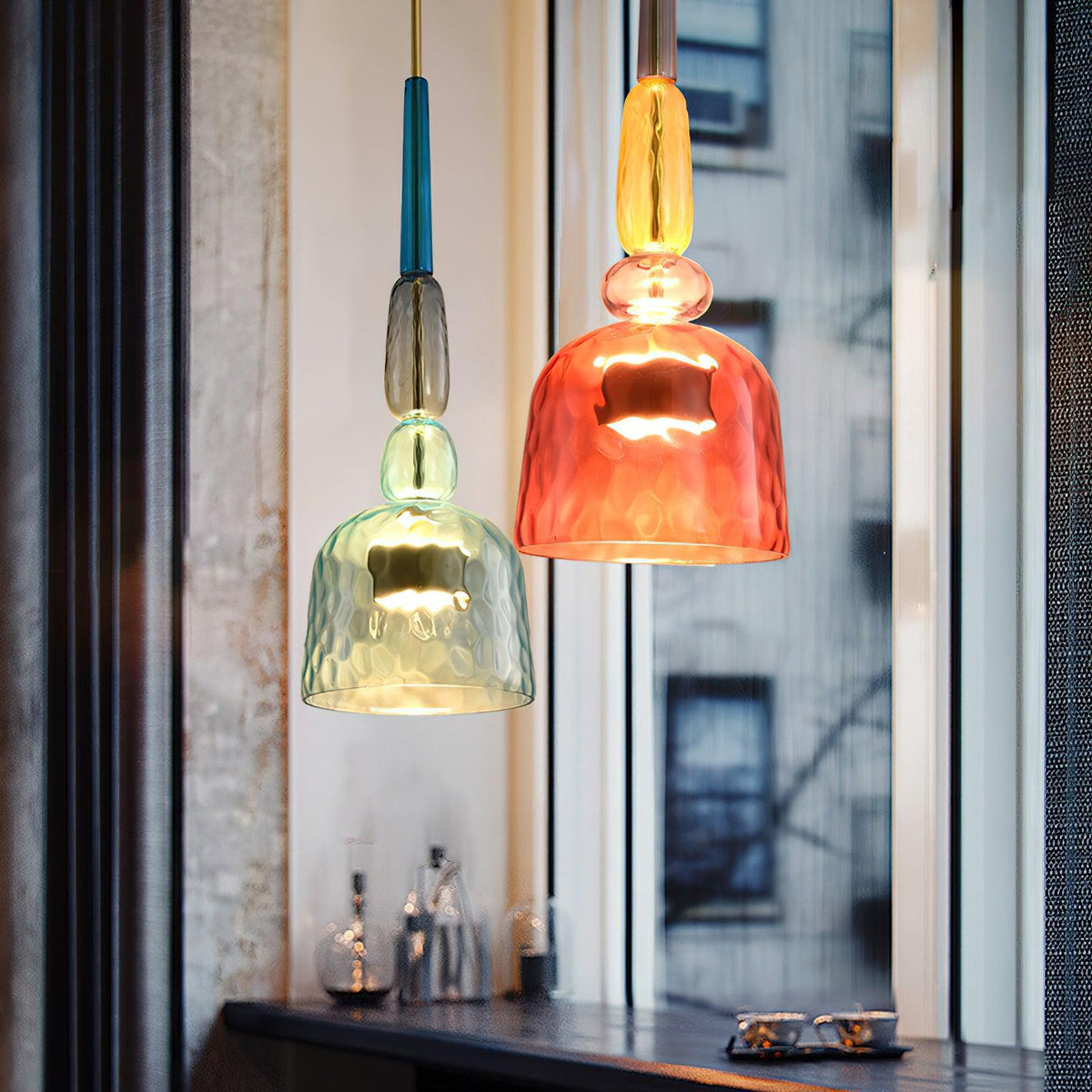 Art Glass Pendant Light – Hand-Blown Stained Glass Chandelier for Dining & Living