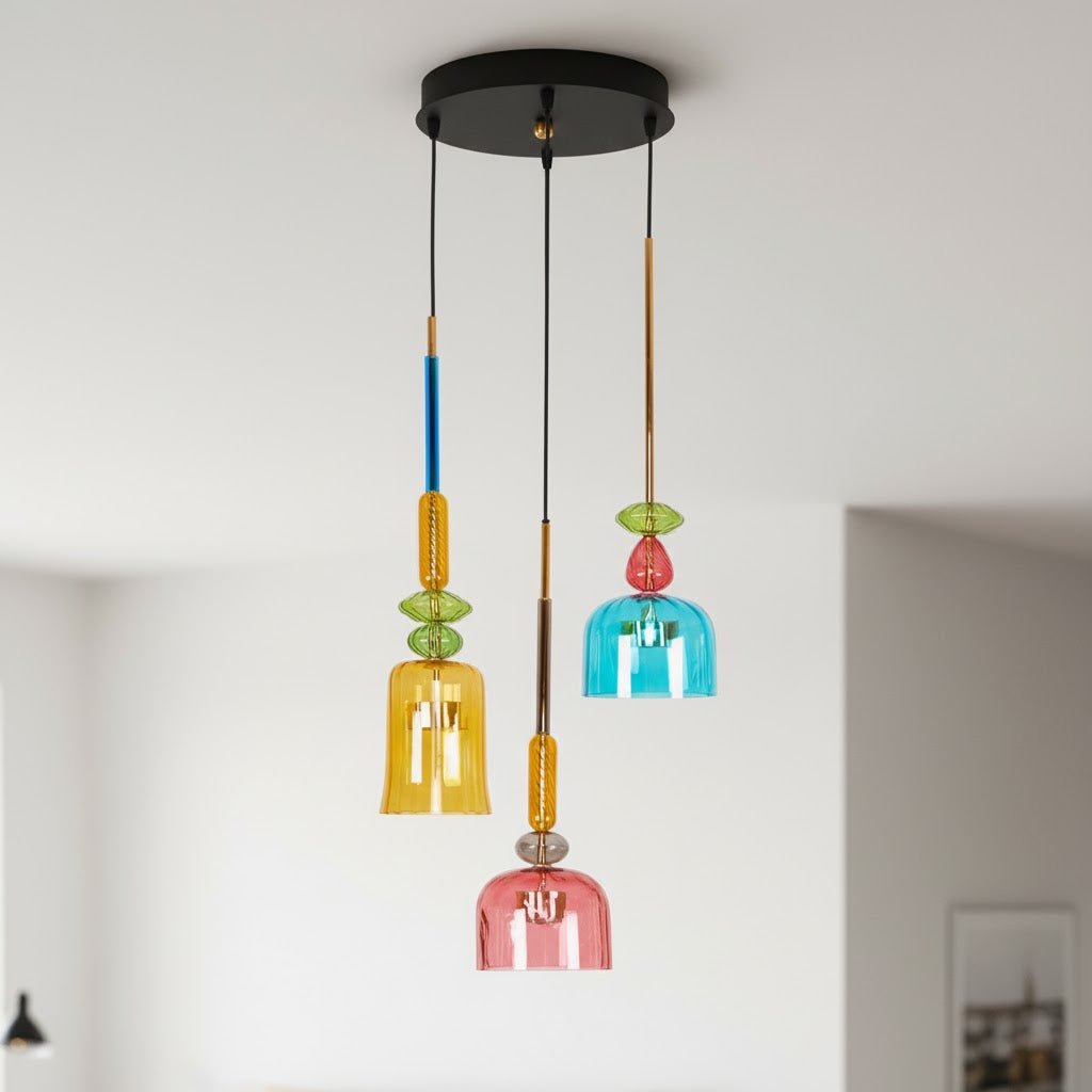 Art Glass Pendant Light – Hand-Blown Stained Glass Chandelier for Dining & Living