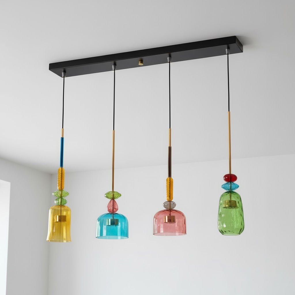 Art Glass Pendant Light – Hand-Blown Stained Glass Chandelier for Dining & Living