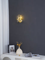 Bolton Crystal Wall Sconce in Brass for Bedroom and Living Room