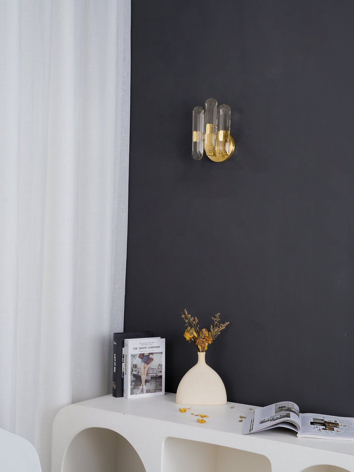 Bolton Crystal Wall Sconce in Brass for Bedroom and Living Room