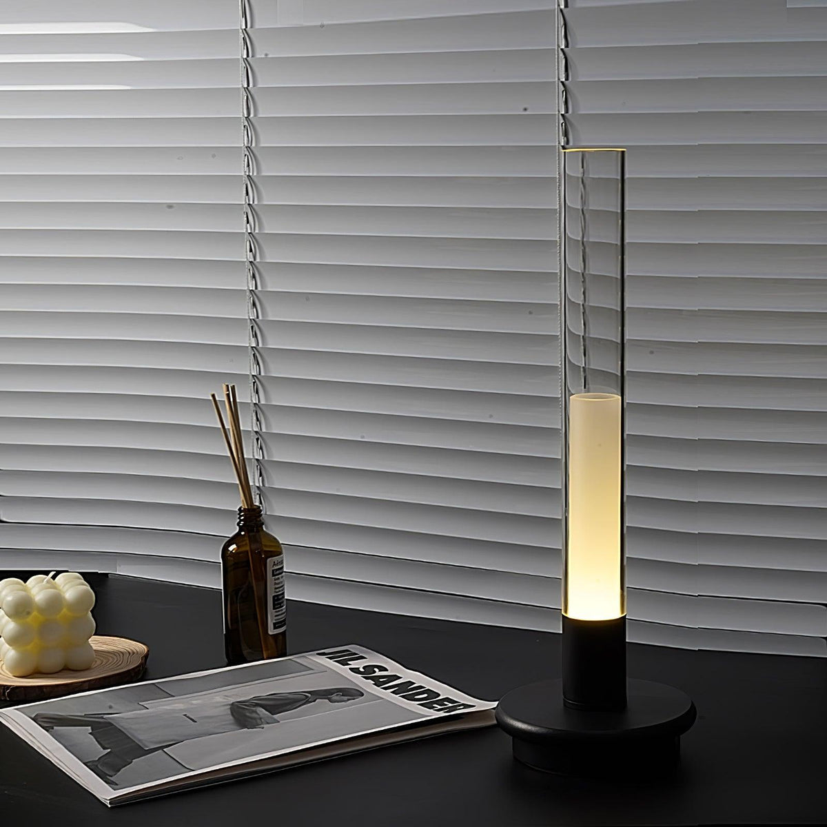 Column Built In Battery Table Lamp