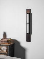 Columnar Alabaster Wall Sconce in Bronze Brass