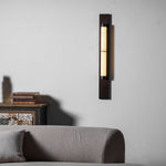 Columnar Alabaster Wall Sconce in Bronze Brass