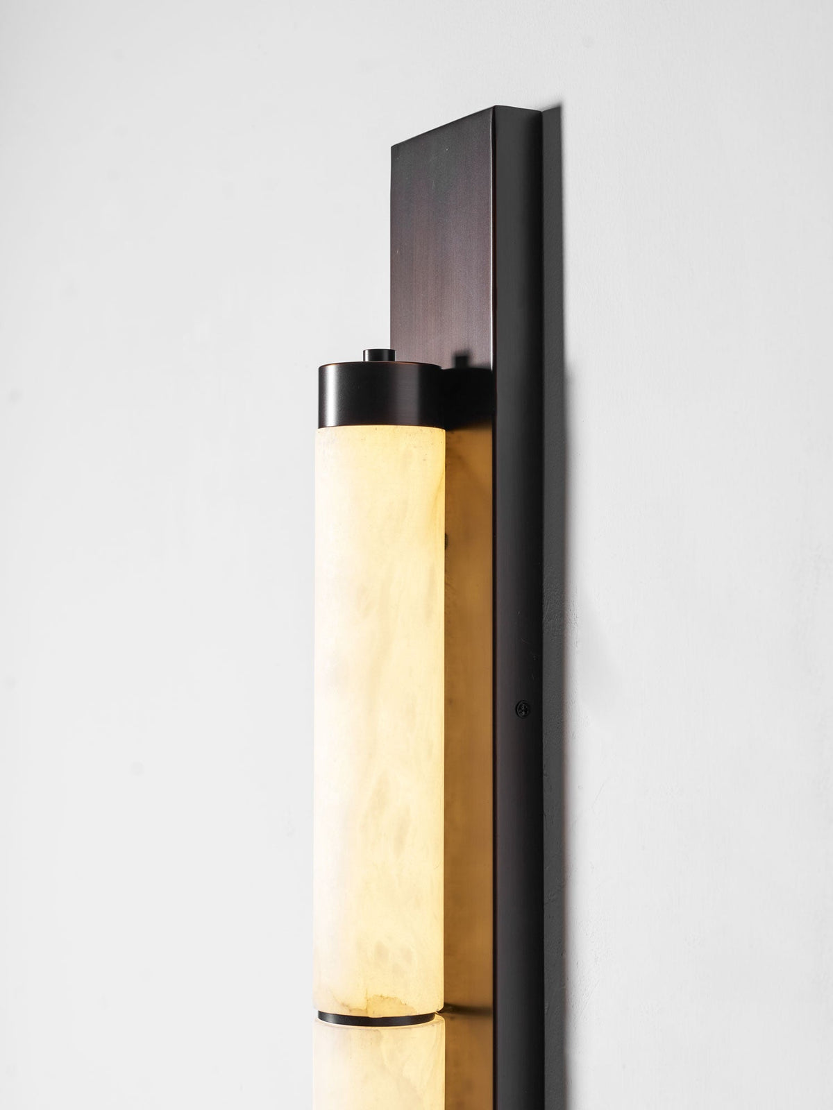 Columnar Alabaster Wall Sconce in Bronze Brass