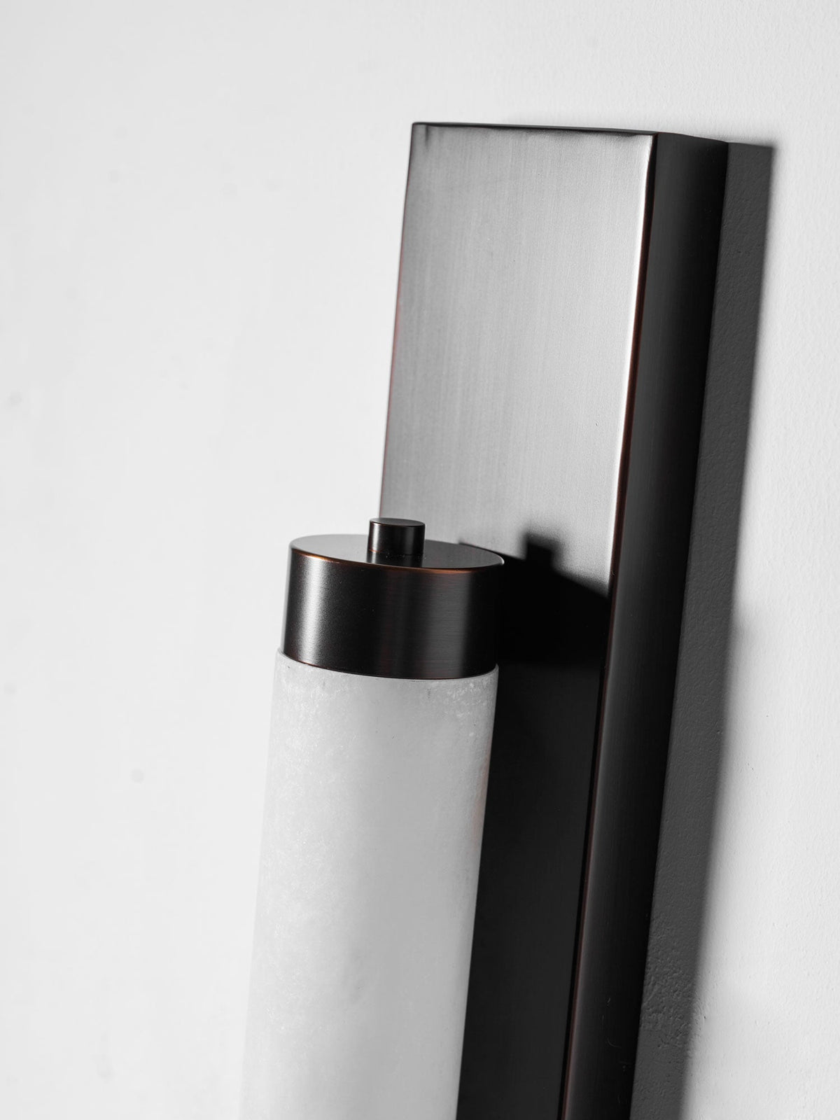 Columnar Alabaster Wall Sconce in Bronze Brass