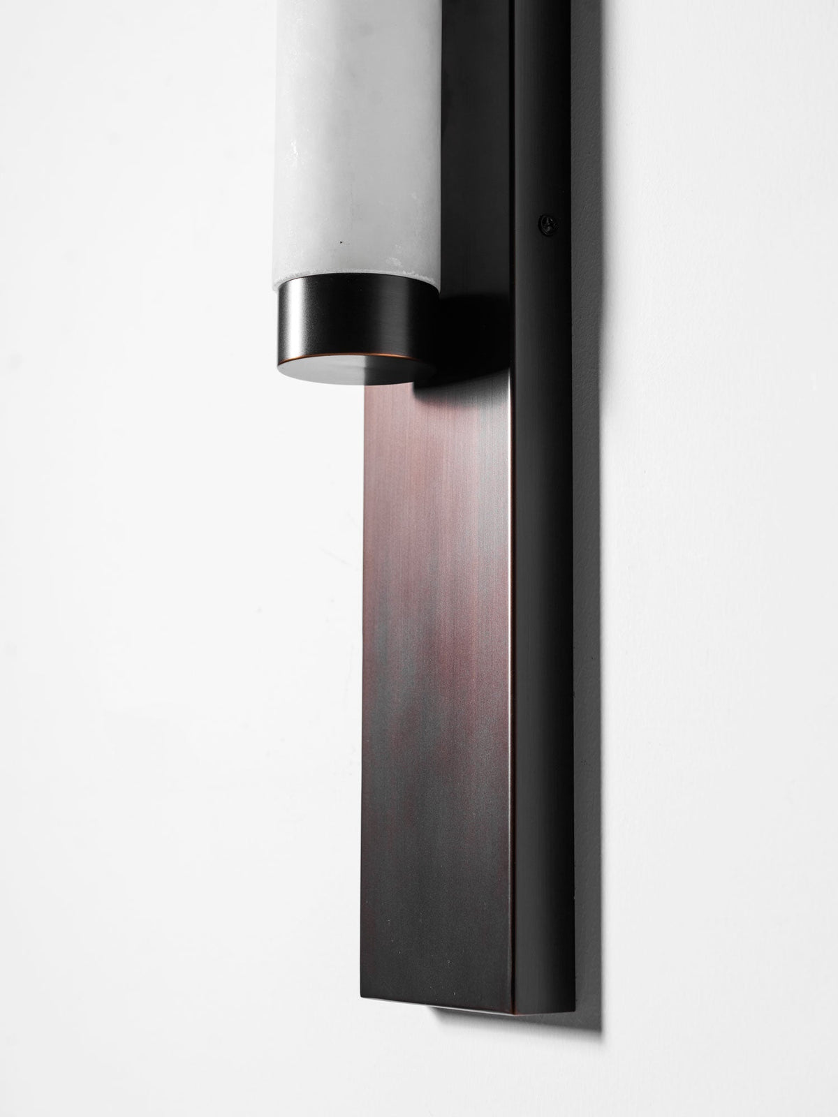 Columnar Alabaster Wall Sconce in Bronze Brass