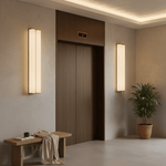 Columnar Fabric Wall Sconce with Gold Accents – Modern LED Lighting