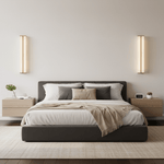 Columnar Fabric Wall Sconce with Gold Accents – Modern LED Lighting