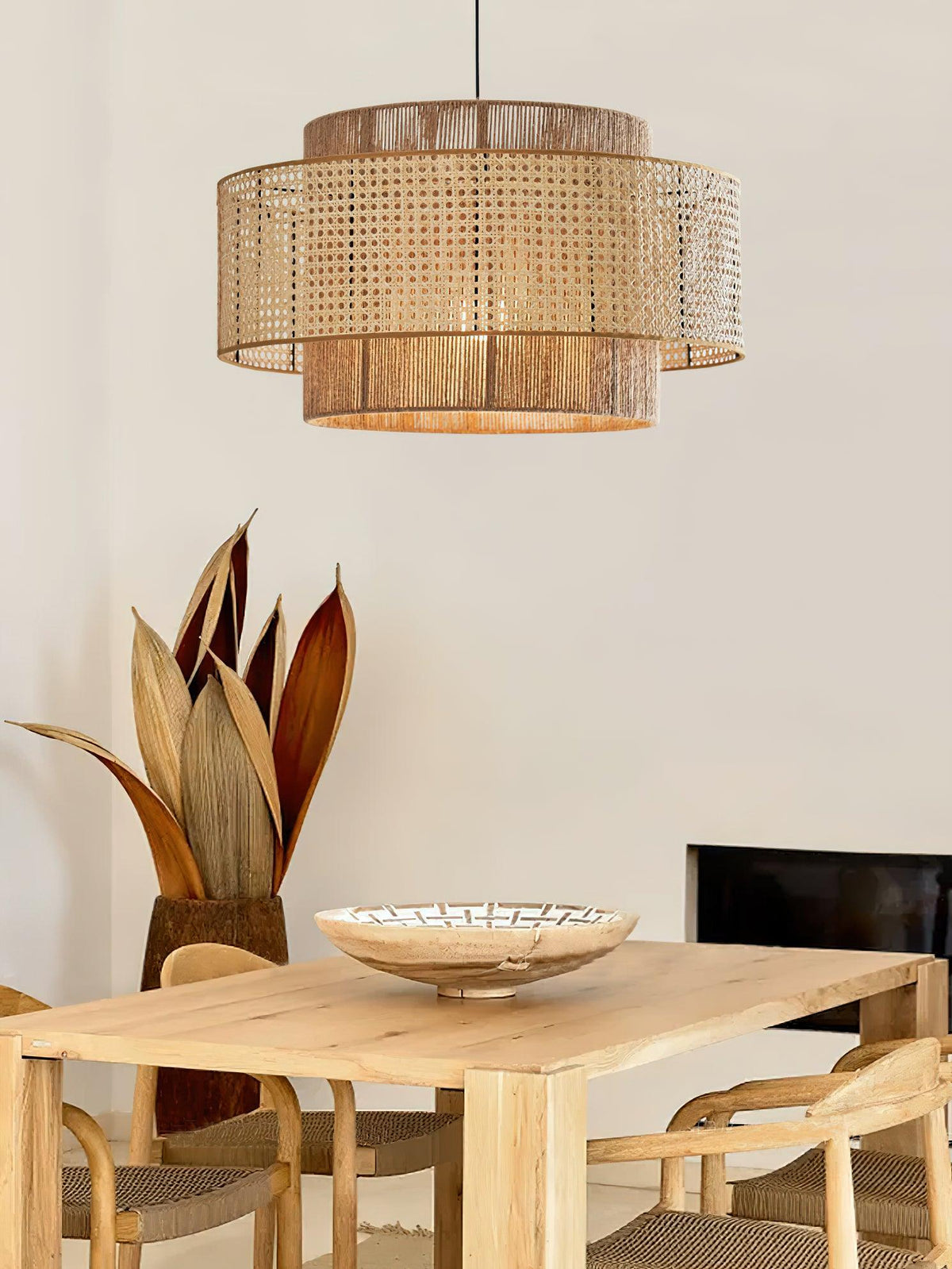 Handwoven Rattan Concentric Pendant Light for Modern Interiors