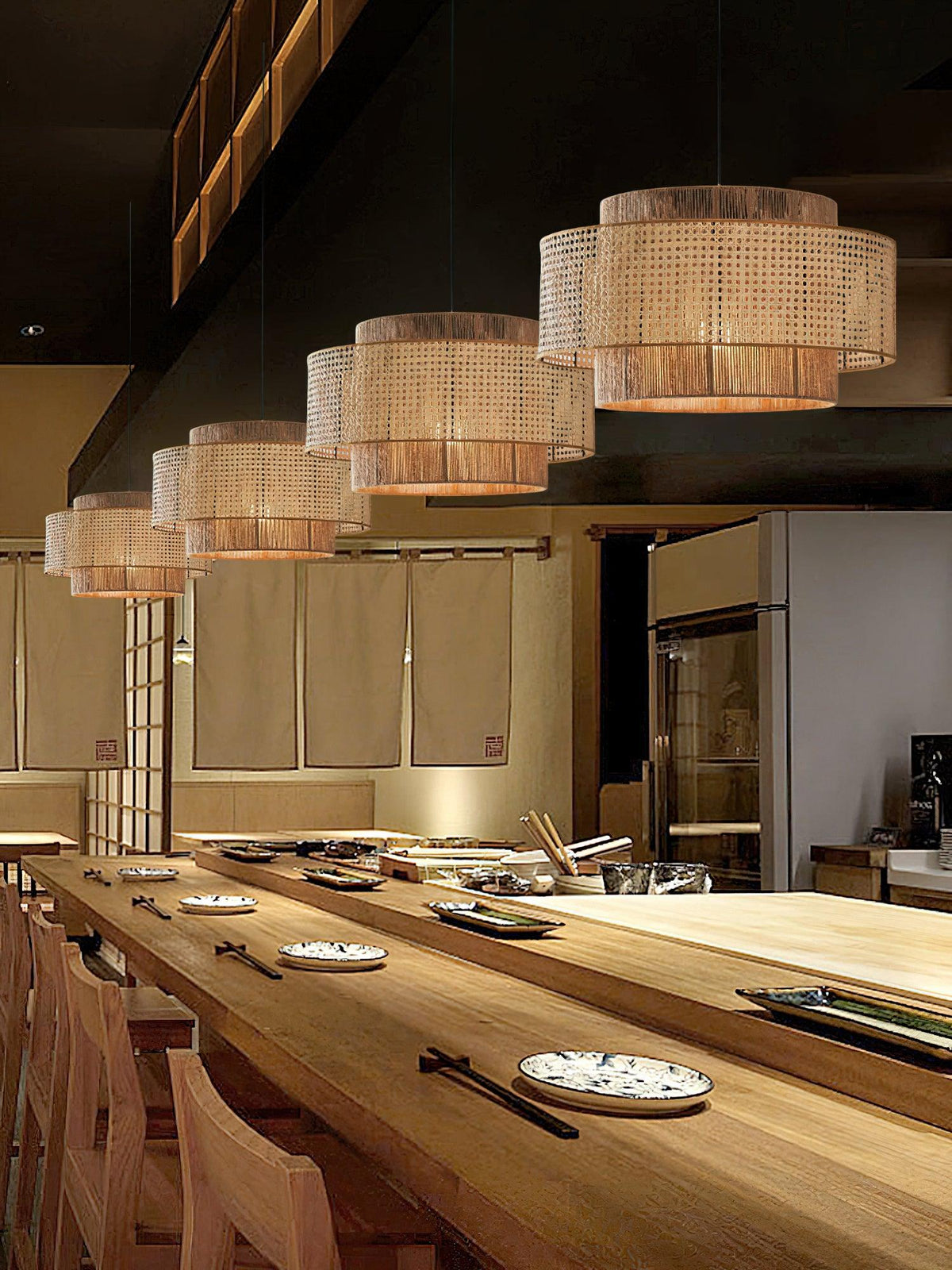 Handwoven Rattan Concentric Pendant Light for Modern Interiors