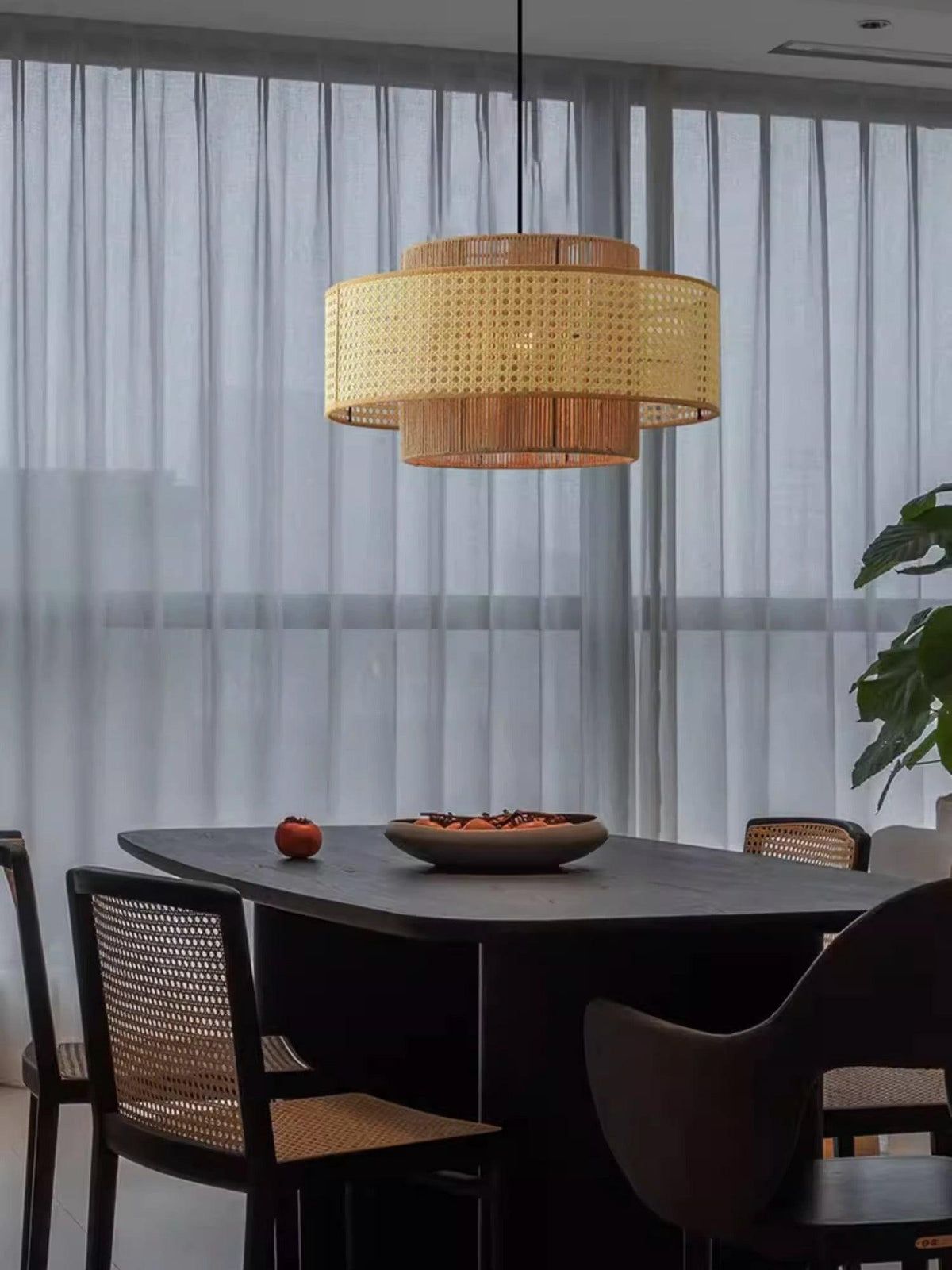 Handwoven Rattan Concentric Pendant Light for Modern Interiors