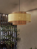 Handwoven Rattan Concentric Pendant Light for Modern Interiors