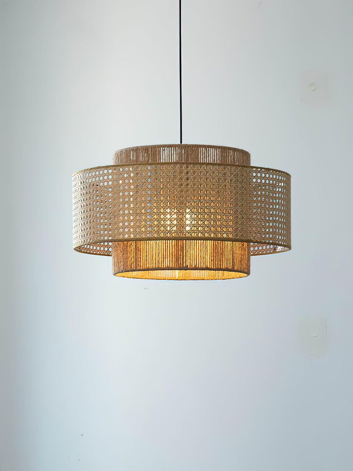 Handwoven Rattan Concentric Pendant Light for Modern Interiors