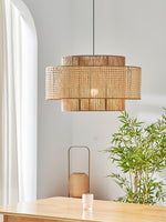 Handwoven Rattan Concentric Pendant Light for Modern Interiors