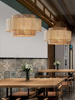 Handwoven Rattan Concentric Pendant Light for Modern Interiors