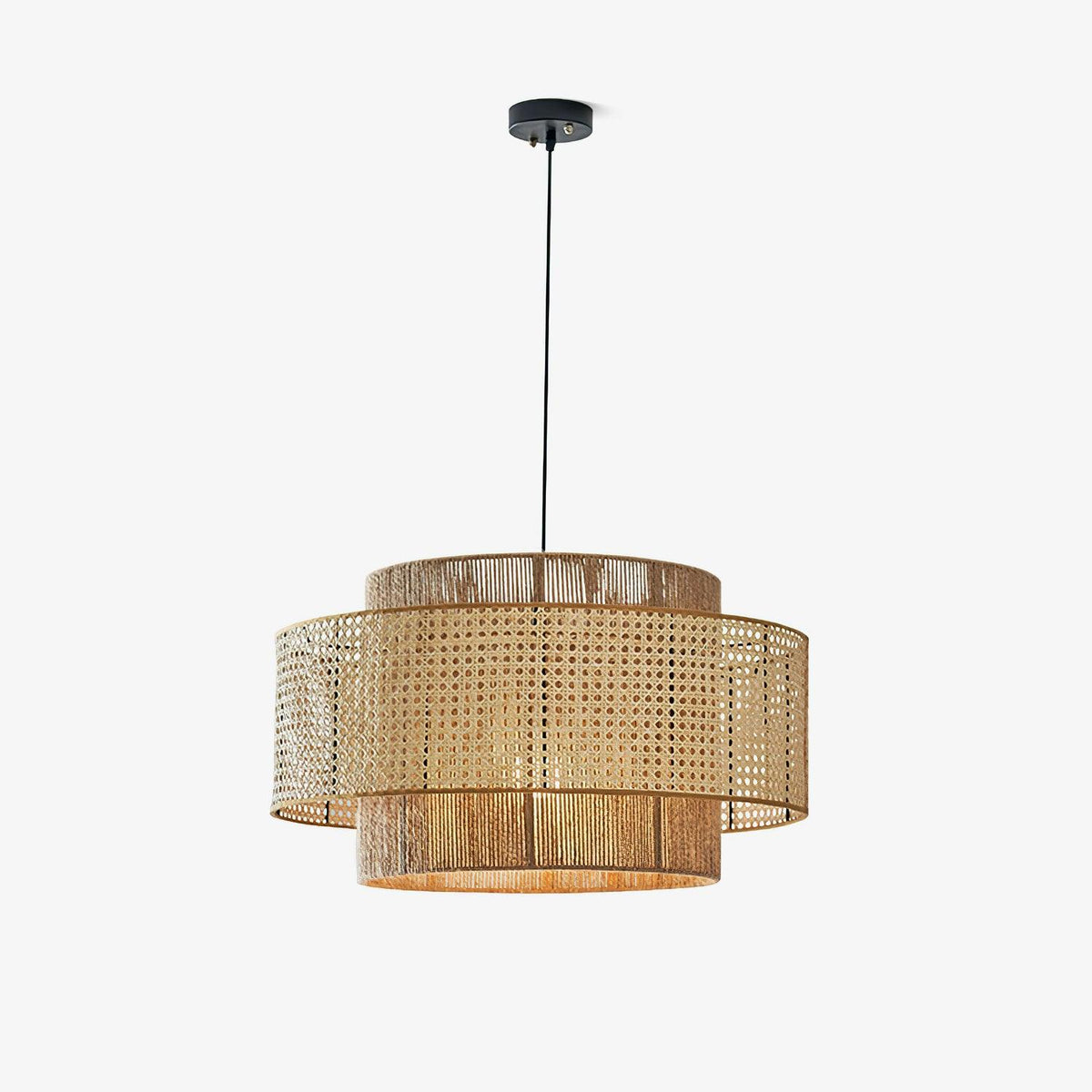 Handwoven Rattan Concentric Pendant Light for Modern Interiors