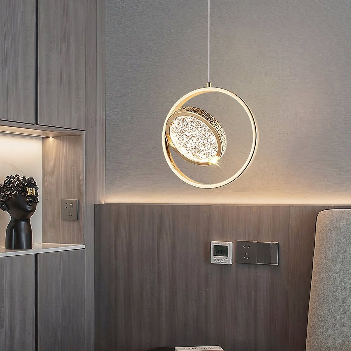 Concentric Ring Crystal Pendant Light
