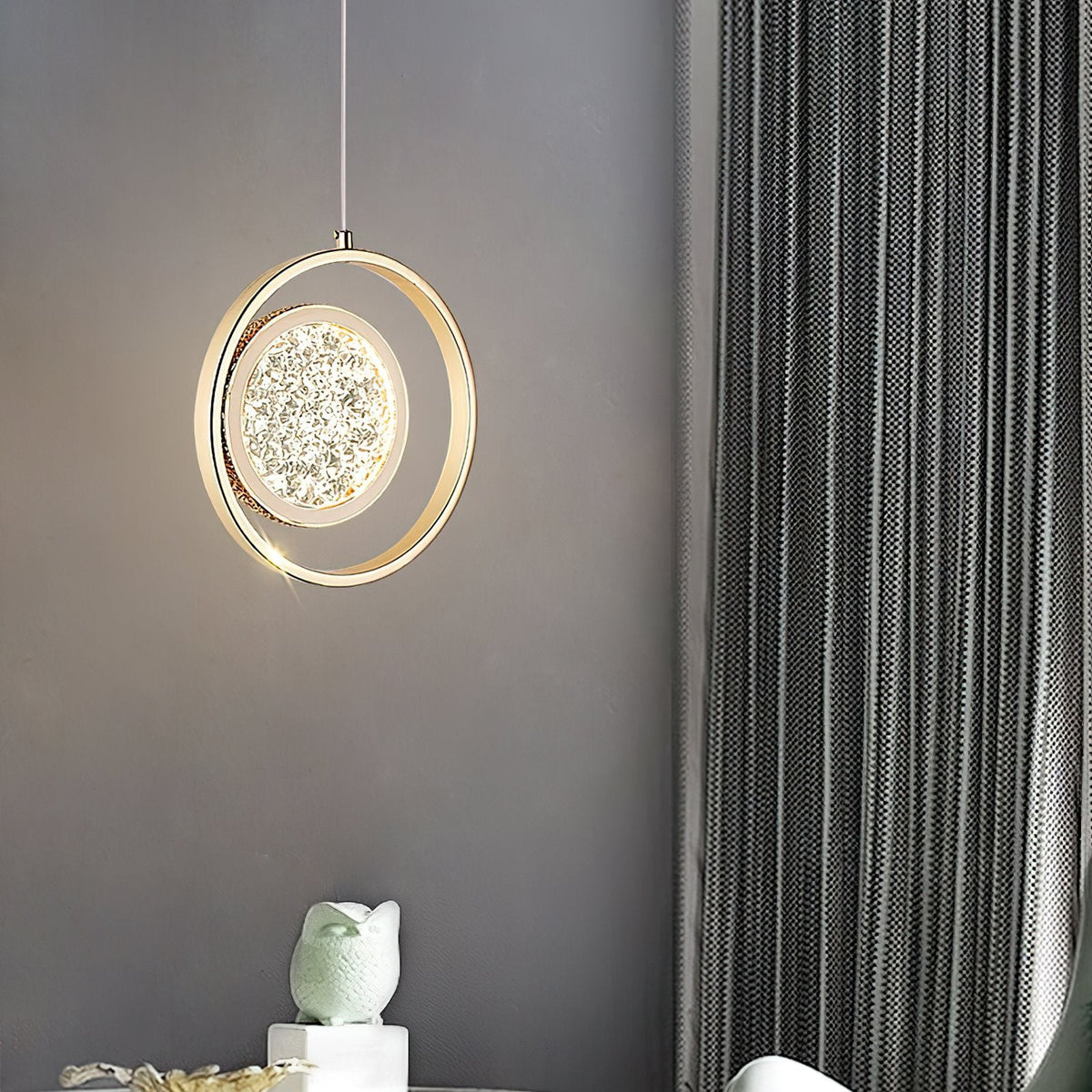 Concentric Ring Crystal Pendant Light